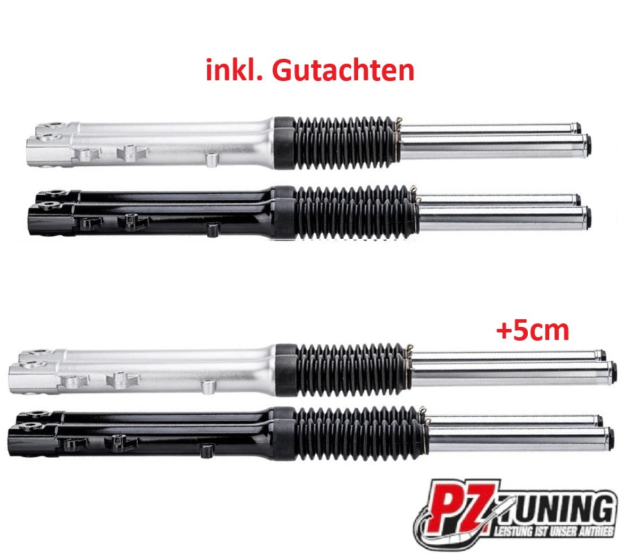 Nachbau Telegabel f. Scheibenbremse (PZ) - SILBER / SCHWARZ inkl. Teilegutachten